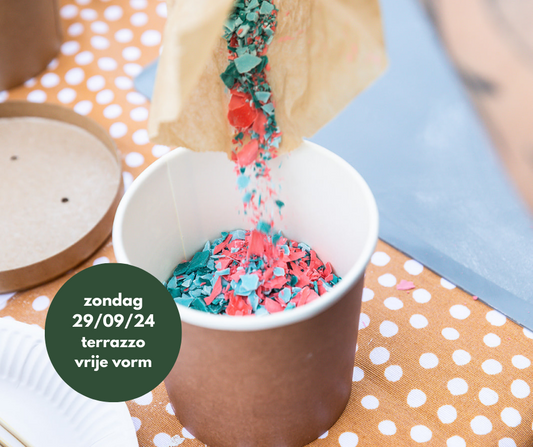 Workshop 29/09/2024 terrazzo vrije vorm (locatie: atelier Reet)