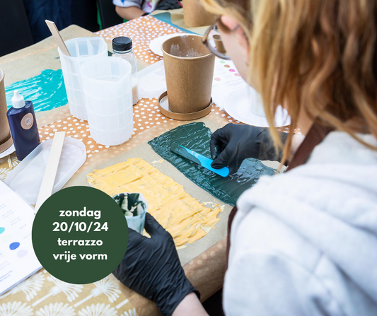 Workshop 20/10/2024 terrazzo vrije vorm (locatie: atelier Reet)